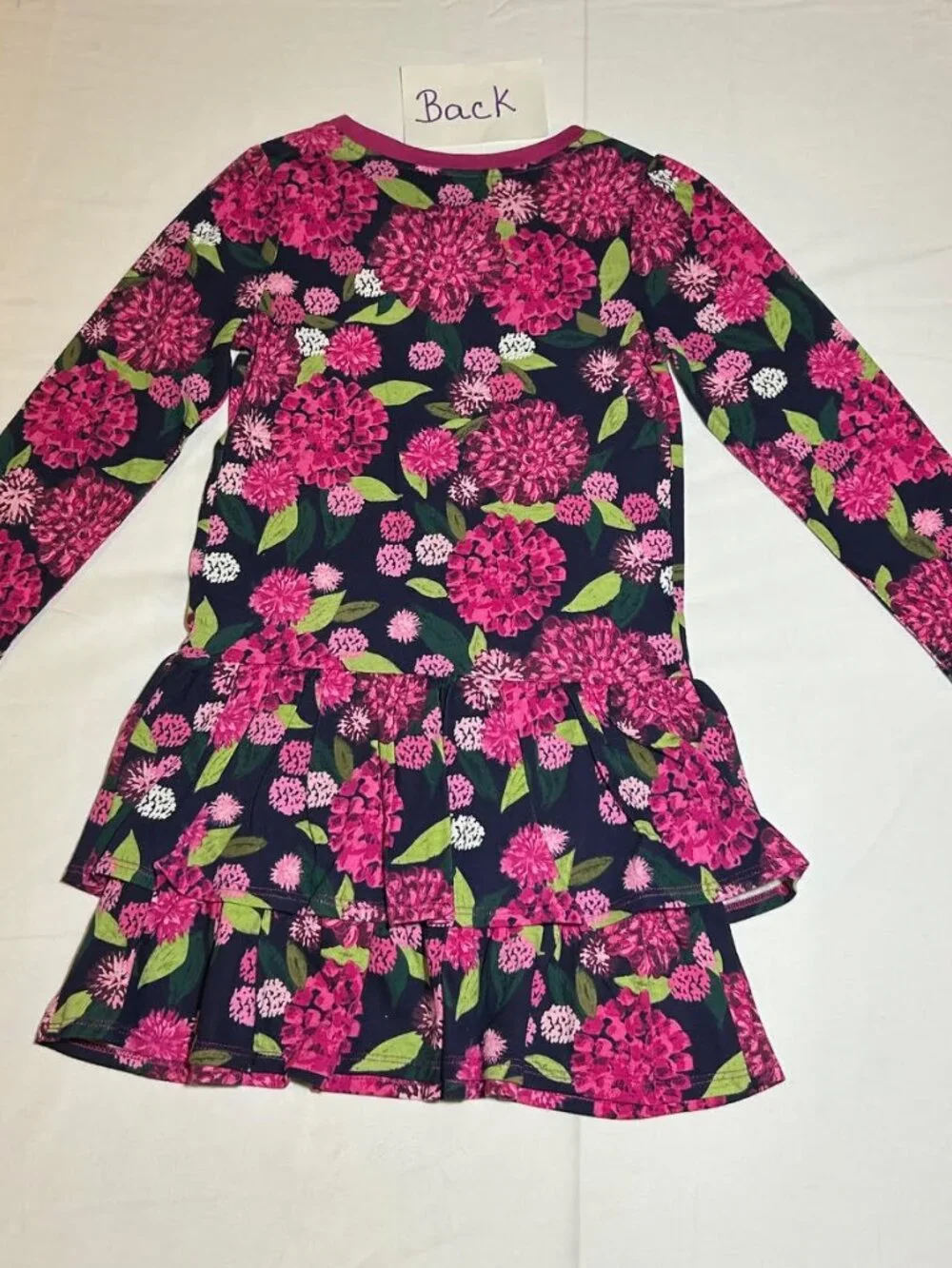 Gymboree Girls Size 5 Pink Blue Floral Long Sleeve Dress Ruffle Bottom NWT